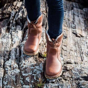 Waterproof Leather Boots with Wool Lining