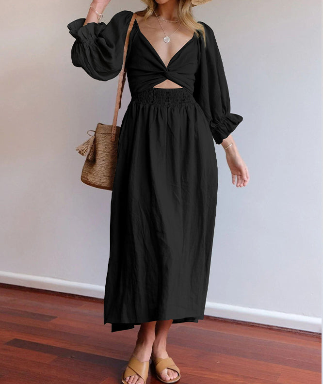 The French Dress with Wavy Lantern Sleeves